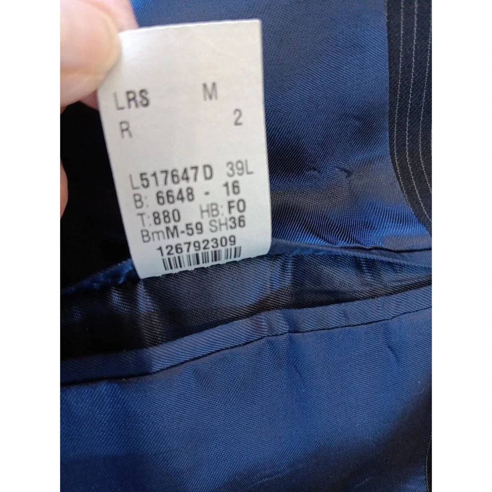 Calvin‎ Kleins 90s Wool Pin Striped Blue Blazer Three Button Professional  Mens